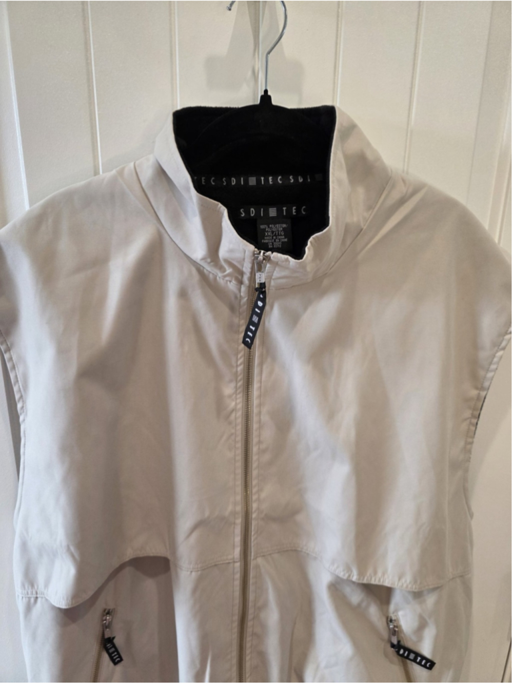 Golf Club SDI TEC Vest Mens XXL Cream Black Full Zip Fleece Lined Zip Pockets - Picture 4 of 10